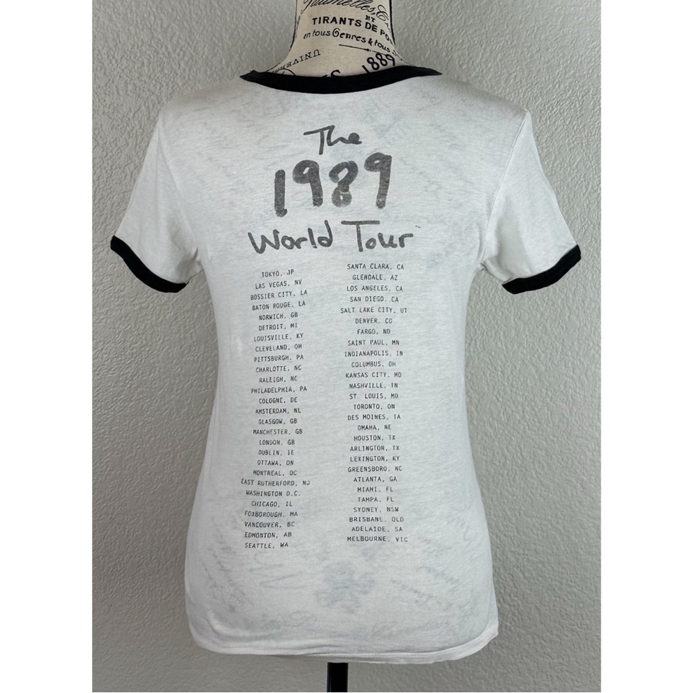 Taylor Swift T.S. The 1989 World Tour S White Ringer T-Shirt, size XS - Picture 4 of 9